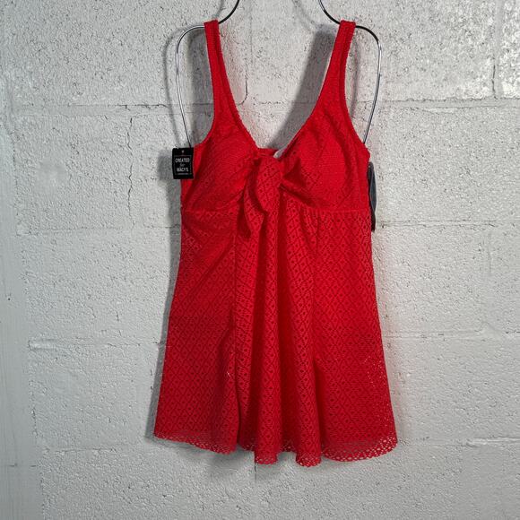 Swim Solutions CrochetTummy-Control Swimdress, Coral orange 8 MSRP $109109 - Picture 1 of 15